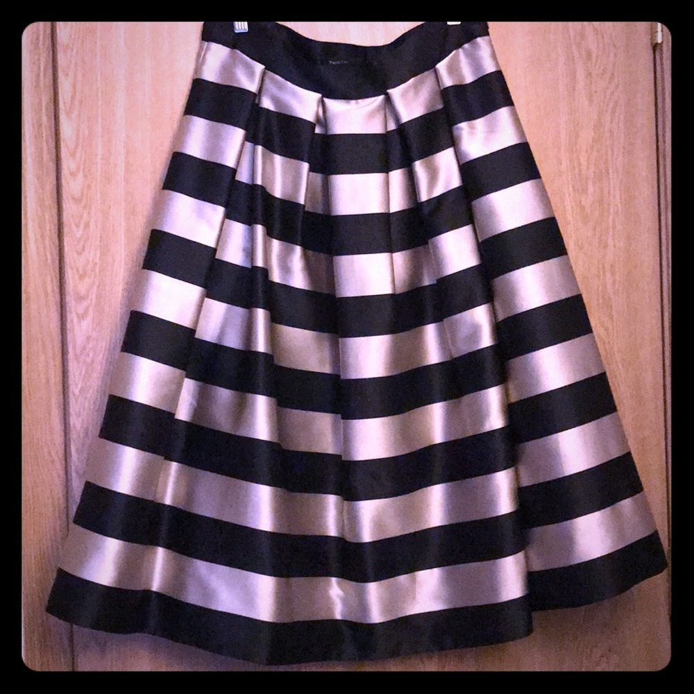 Striped taffeta midi skirt